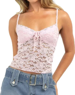 Women Y2k Lace Trim Camisole Spaghetti Strap V Neck Frilly Crop Tops Bow Front Slim Fit Cami Tank Top Streetwear