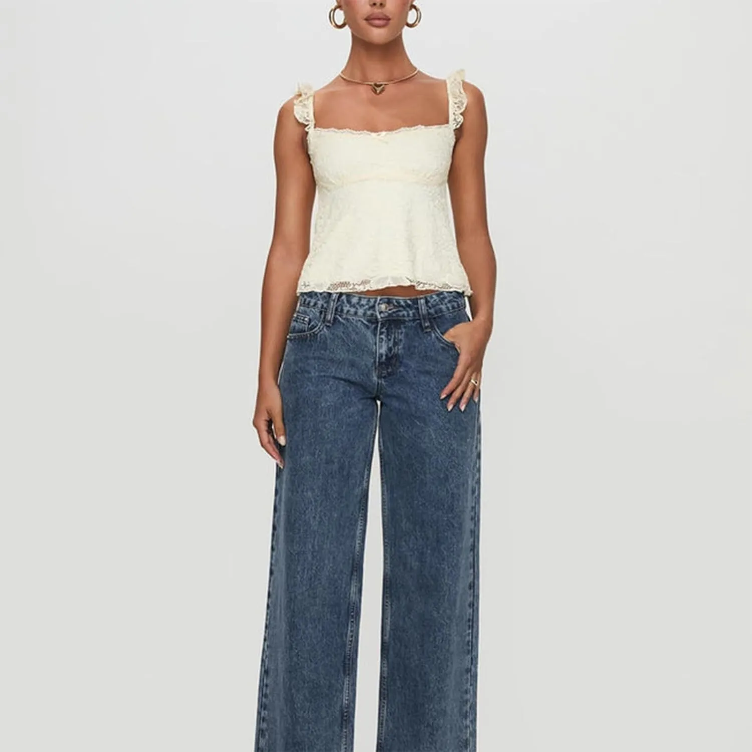 Women Y2k Lace Trim Tank Tops Camisole Spaghetti Strap Square Neck Sleeveless Vintage Going Out Shirts Streetwear