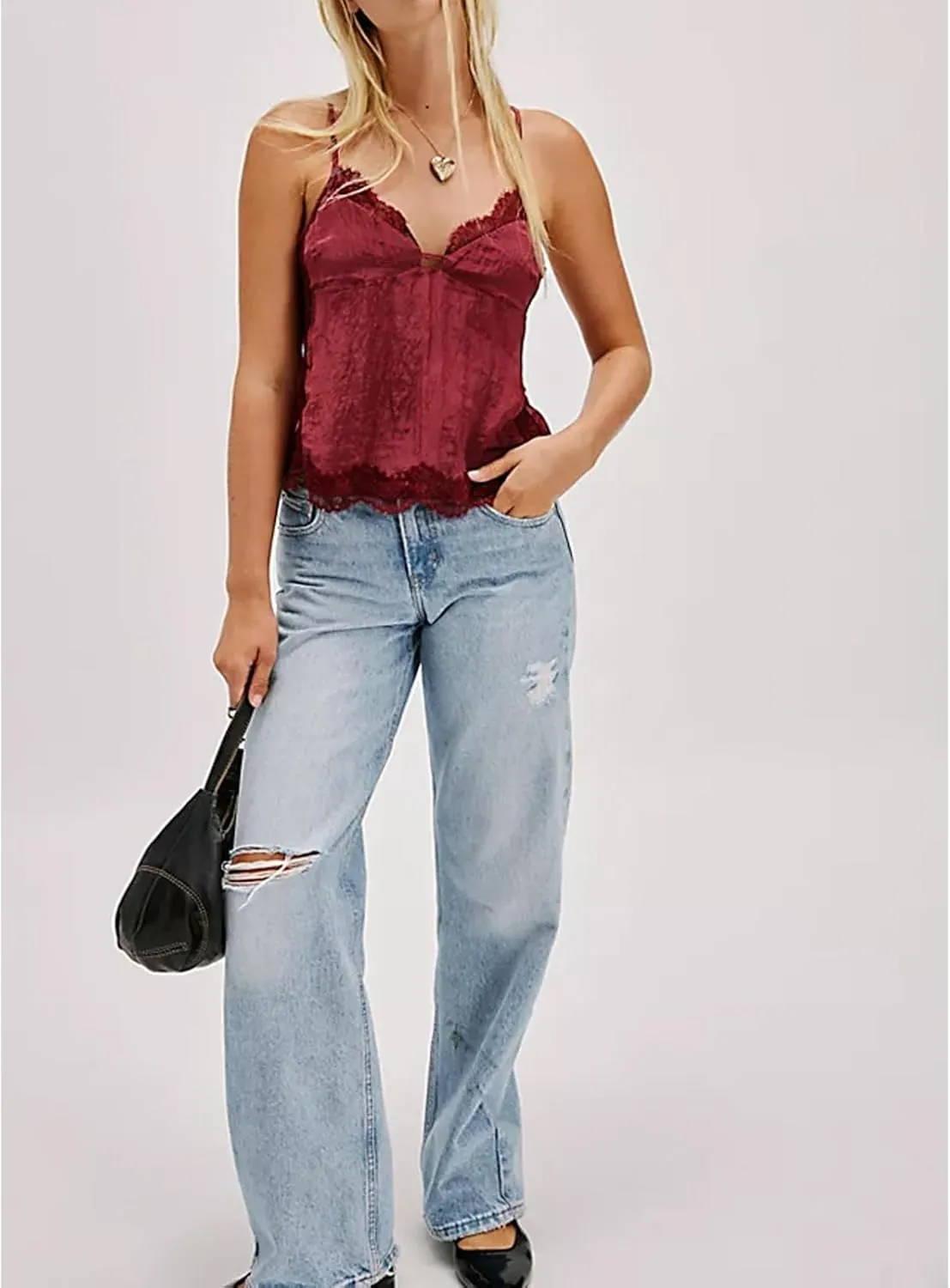 Women Y2K Retro Lace Cami Tops Sexy Backless Spaghetti Strap Low Cut Tanks Sheer Floral Lace Going Out Tops Summer