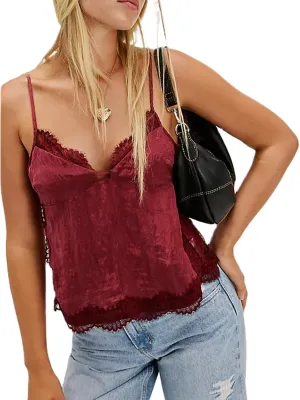 Women Y2K Retro Lace Cami Tops Sexy Backless Spaghetti Strap Low Cut Tanks Sheer Floral Lace Going Out Tops Summer