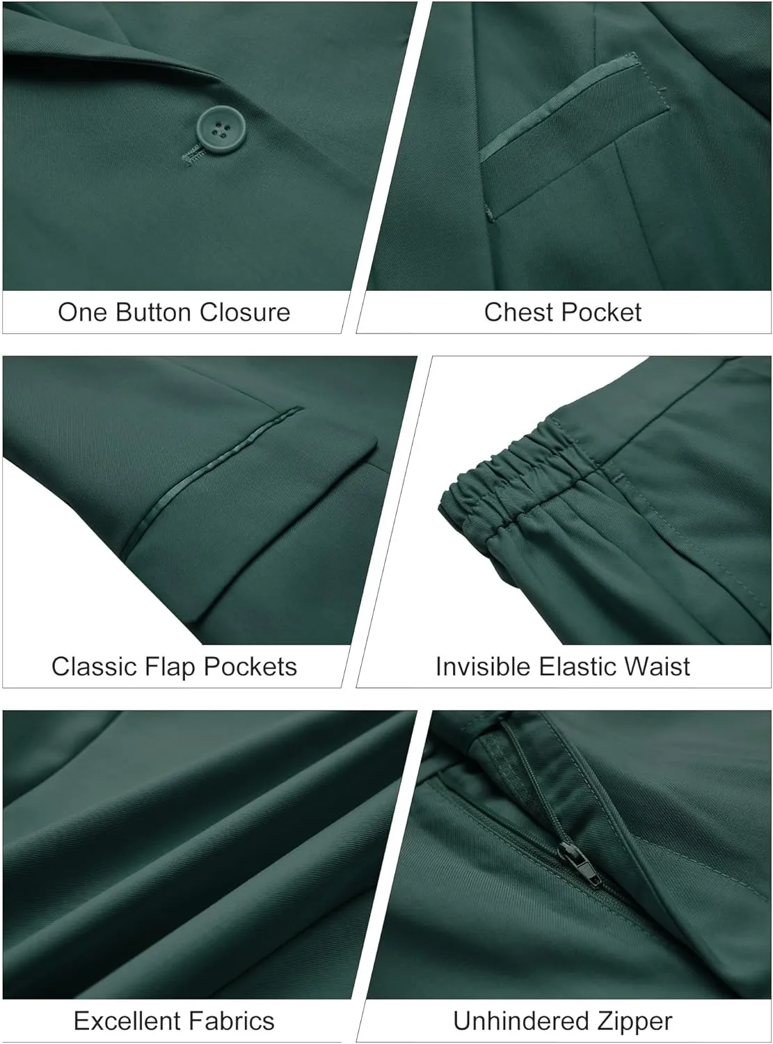Womens 2 Piece Pants Suit Solid Notch Lapel One Button Slim Fit Blazer Jacket Elastic Waist Pants Tuxedo Set