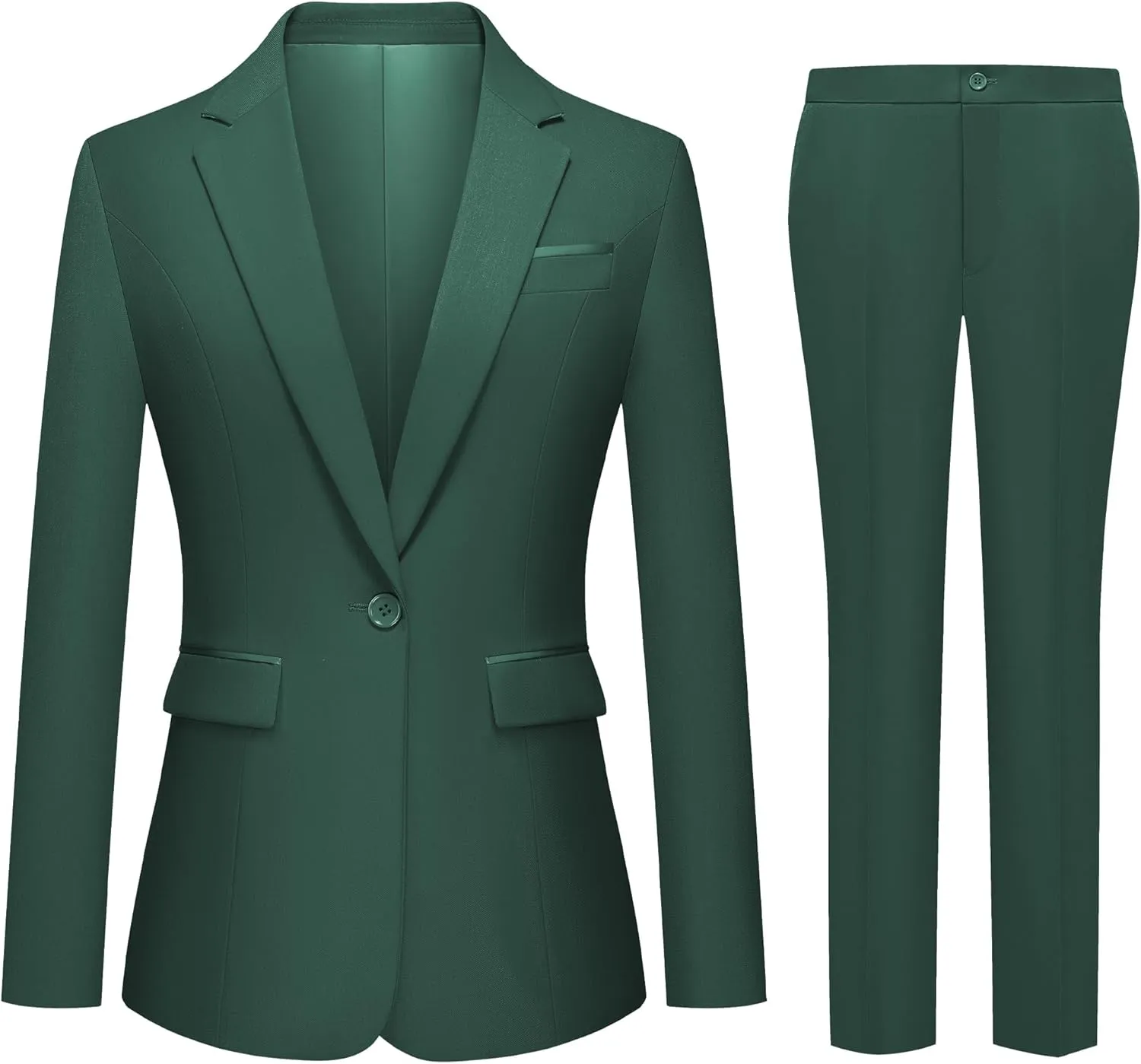 Womens 2 Piece Pants Suit Solid Notch Lapel One Button Slim Fit Blazer Jacket Elastic Waist Pants Tuxedo Set