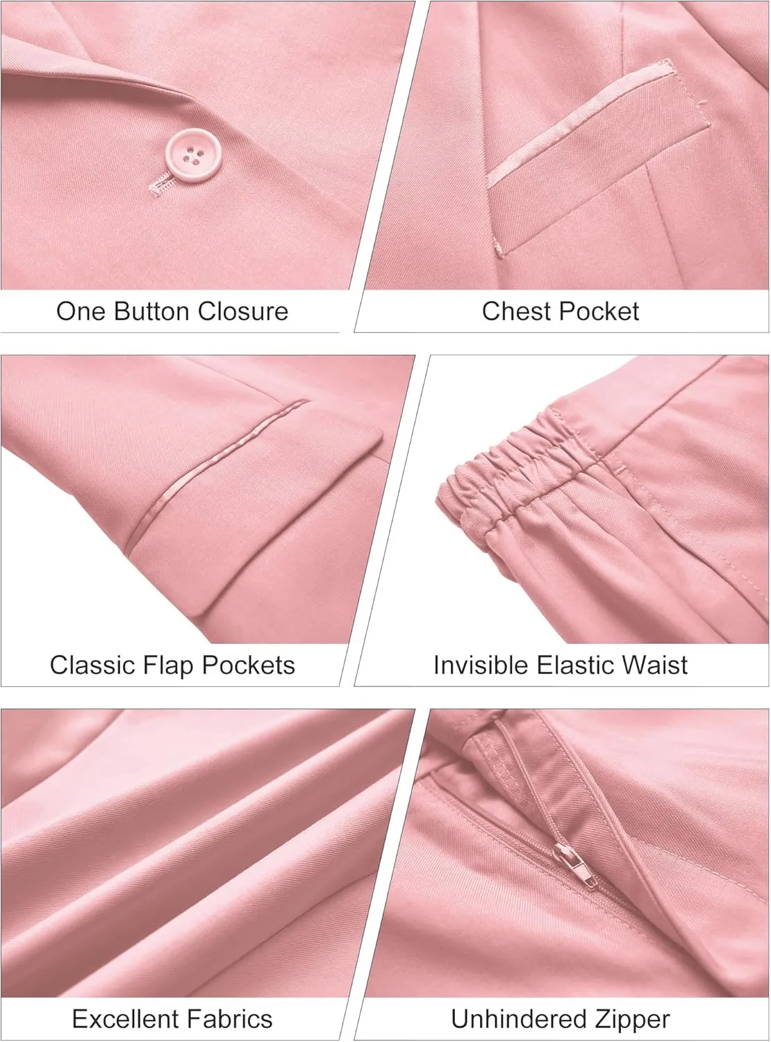 Women's 2 Piece Suit Notched Lapel One Button Slim Fit Business Office Work Tuxedo Blazer Pants Set