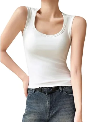Women's Camisole with Padded Bust Solid Color Sleeveless Tank Tops