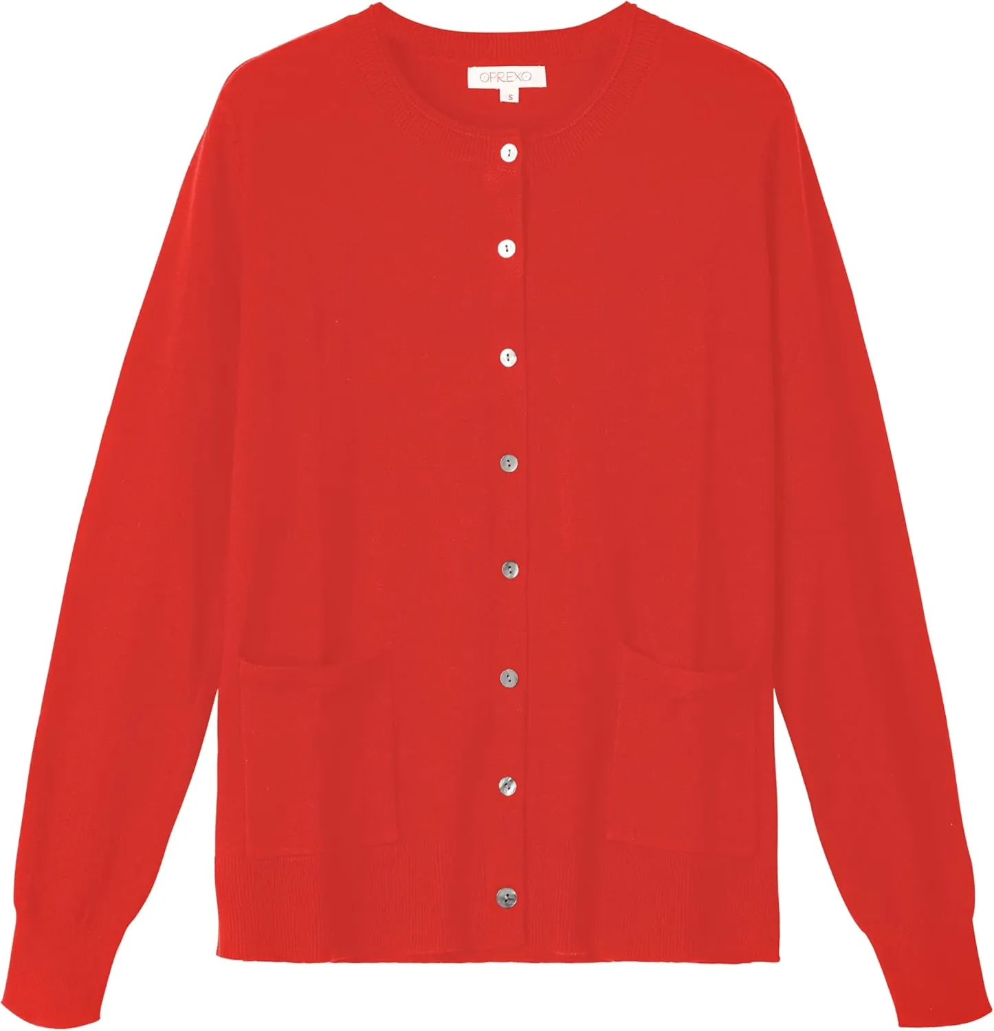 Women's Casual Open Front Button Long Sleeve Knit Pocket Lightweight Cardigan