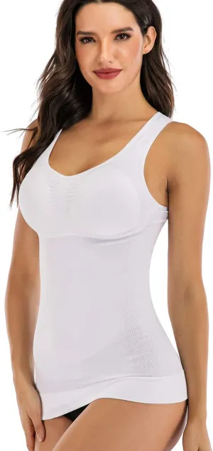 Women's Compression Camisole with Built in Removable Bra Pads Body Shaper Tank Top