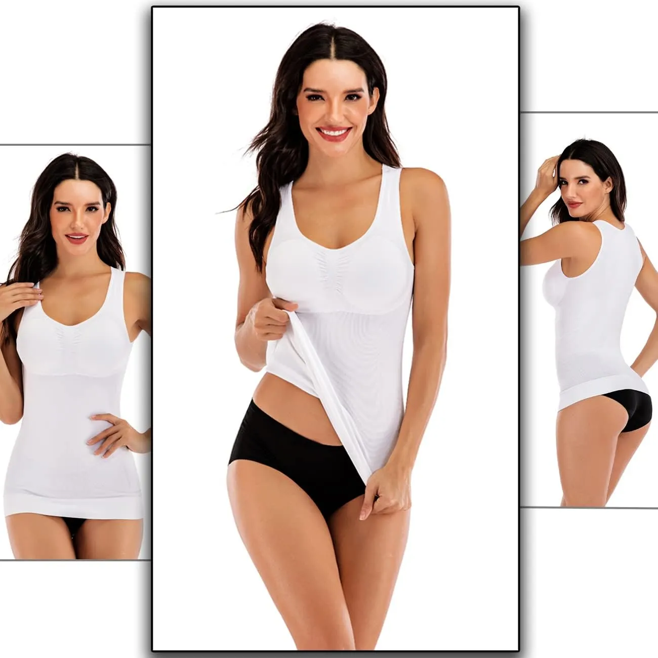 Women's Compression Camisole with Built in Removable Bra Pads Body Shaper Tank Top