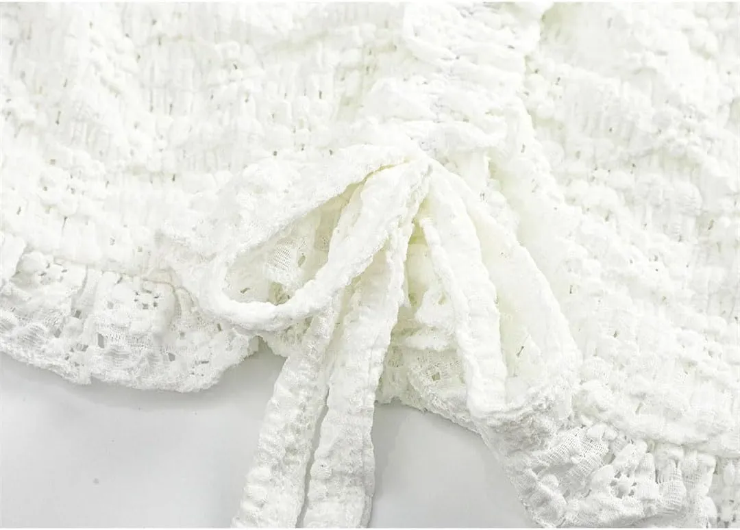 Women's French Sweet Ruffle Drawstring Camisole V-Neck Sleeveless Short Slimming Suspender Tops