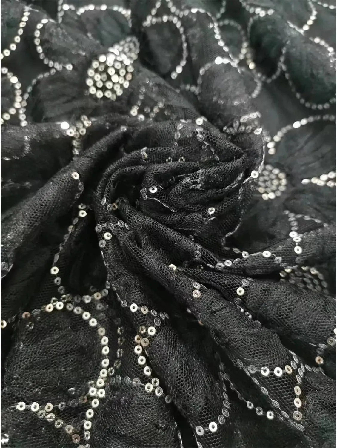 Women's Long Skirt Tulle Lace Tutu Sequin Floral Double-Layered Mesh Elastic High Waist Maxi Party