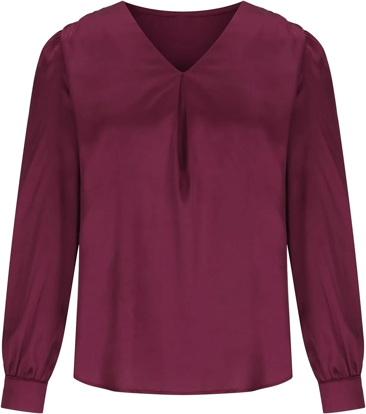 Women's New Satin Pleated V-neck Casual Loose Fitting Long Sleeved Shirt Tops,2024 Fall&Winter Womens Trendy Tops