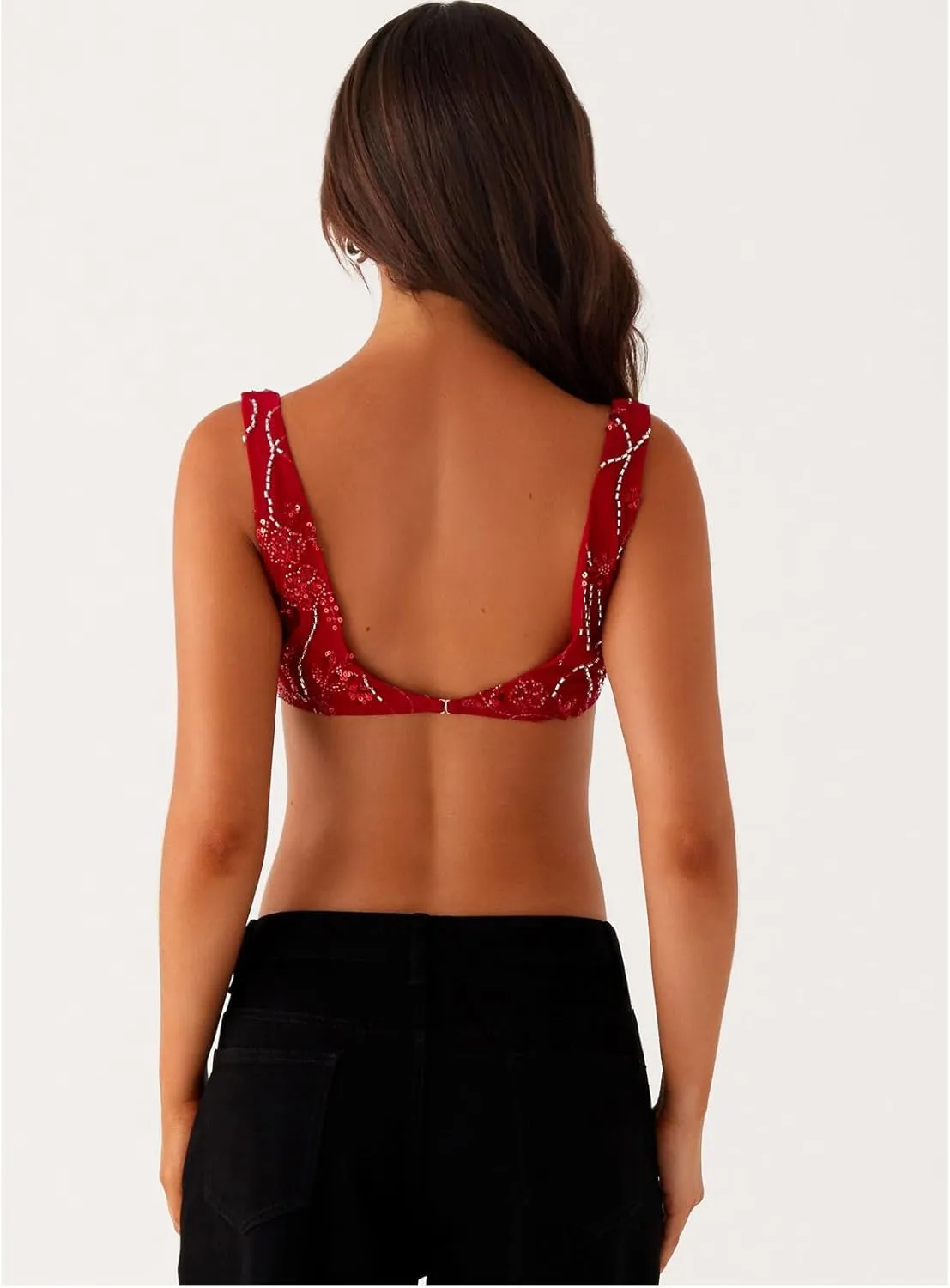 Womens Sequin Sparkle Cami Tank Bralette Tops Y2k Summer Low Back Rhinestone Glitter Going Out Cropped Top