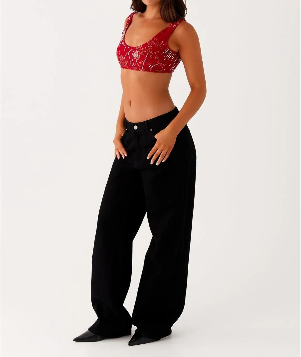 Womens Sequin Sparkle Cami Tank Bralette Tops Y2k Summer Low Back Rhinestone Glitter Going Out Cropped Top