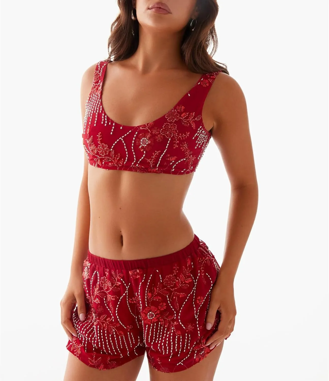 Womens Sequin Sparkle Cami Tank Bralette Tops Y2k Summer Low Back Rhinestone Glitter Going Out Cropped Top
