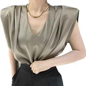 Women's Silky Metallic Sequin Sleeveless Tops Club Night Party Wedding Dress Blouse Camisole