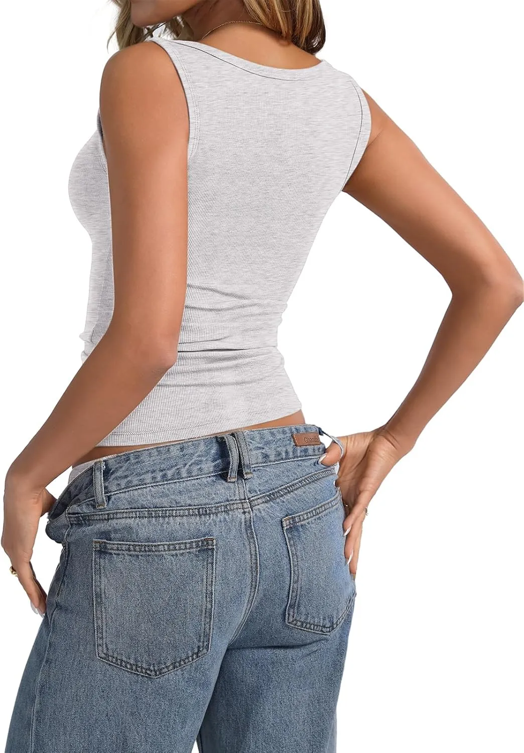 Womens Sleeveless Ribbed Tank Tops Boat Neck Slim Fit Shirts Summer Beach Vacation Clothes