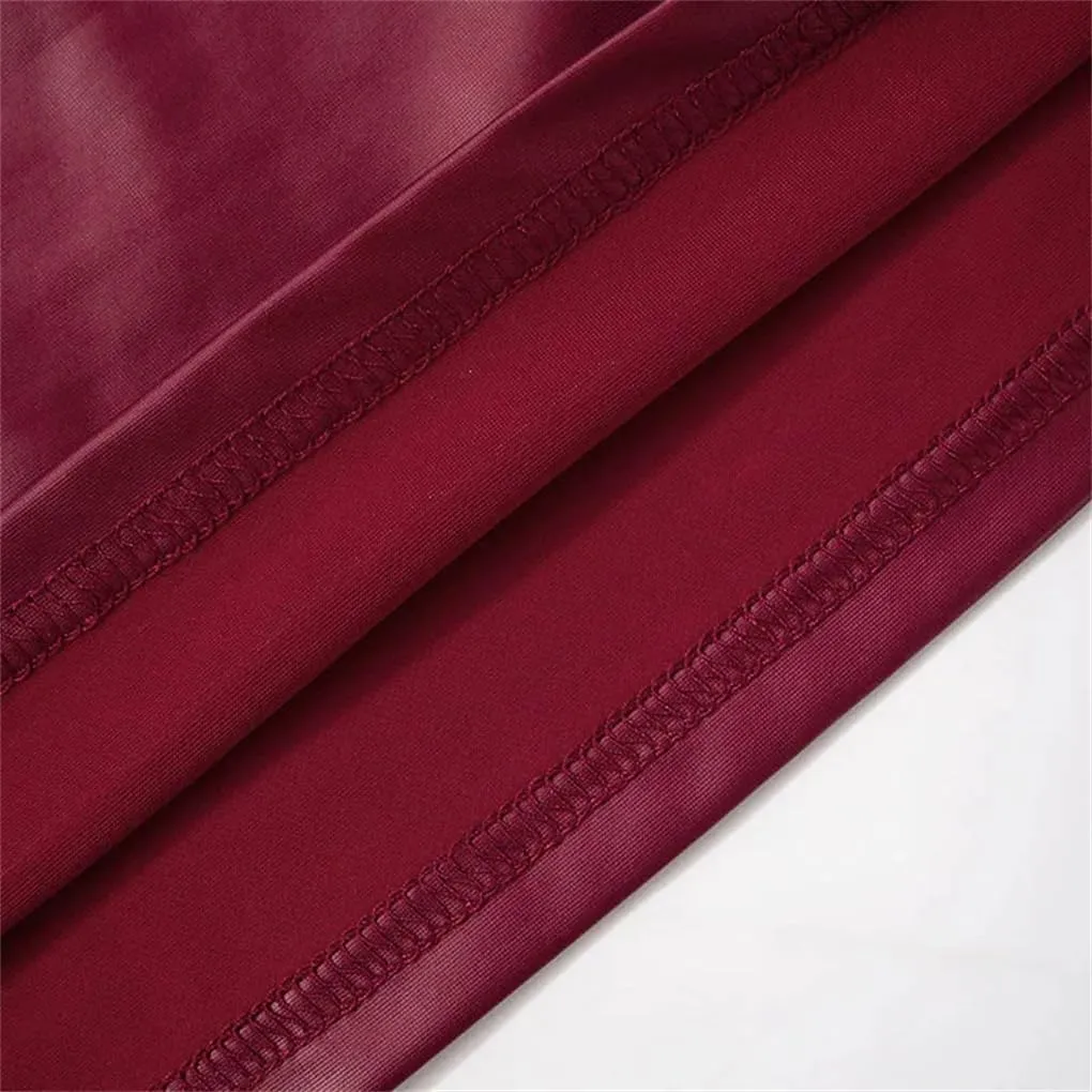 Women's Solid Color Casual Square Collar Pu Imitation Leather Y2k Slim Sleeveless Camisole