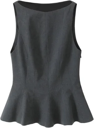 Women's Stripe Pattern Tank Tops Official Sleeveless O Neck Slim Camisole Shirts Slim Fitted Vest