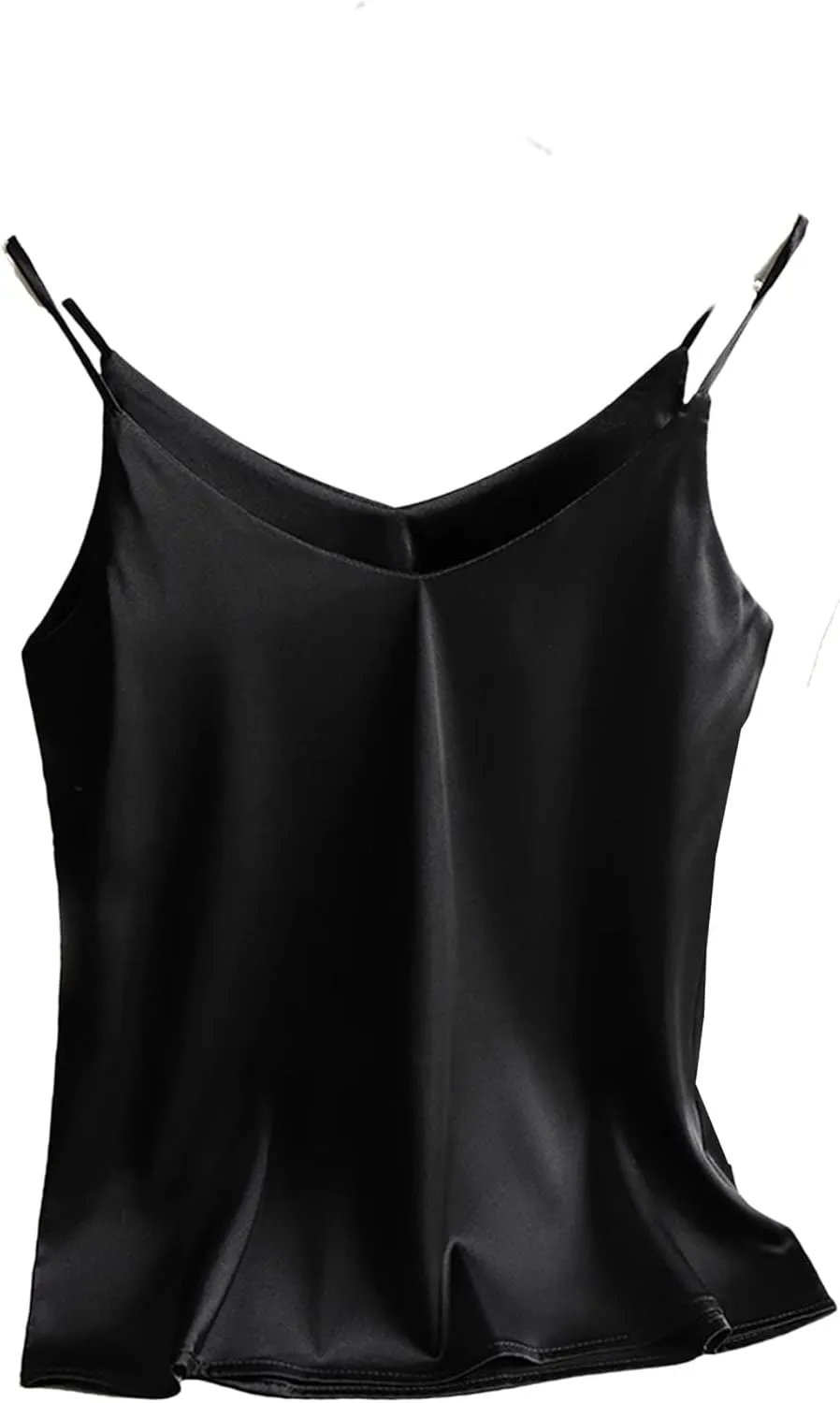 Women's Summer Camisole Spaghetti Strap Top V Neck Cami Satin Silk Tank Tops