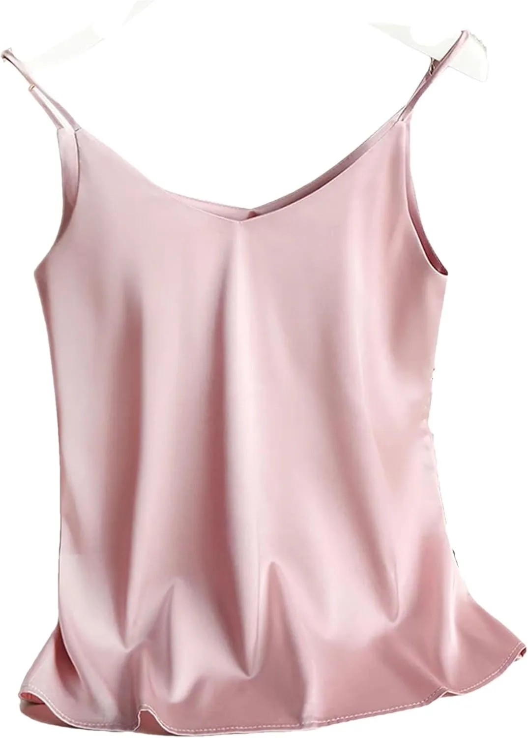 Women's Summer Camisole Spaghetti Strap Top V Neck Cami Satin Silk Tank Tops