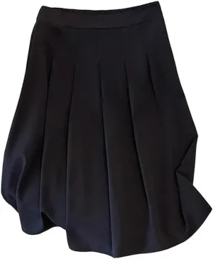 Women's Summer Plus Size Loose A-Line Pleated Skirt Pink High Waist Temperament Skirt