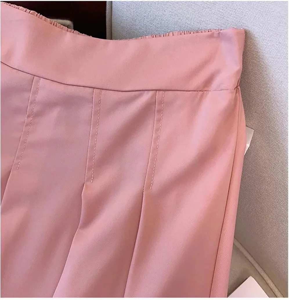 Women's Summer Plus Size Loose A-Line Pleated Skirt Pink High Waist Temperament Skirt