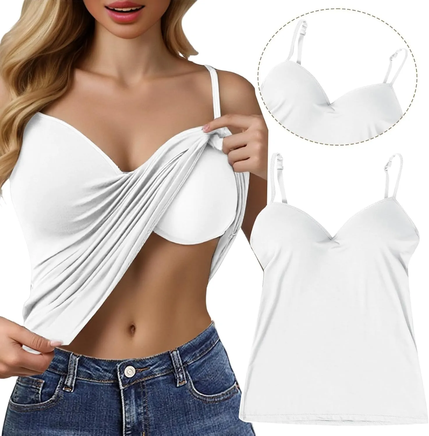 Womens Tank Tops with Built in Bra Summer Basic Padded Yoga Shirt Shelf Bras Workout Camisole Casual Undershirt