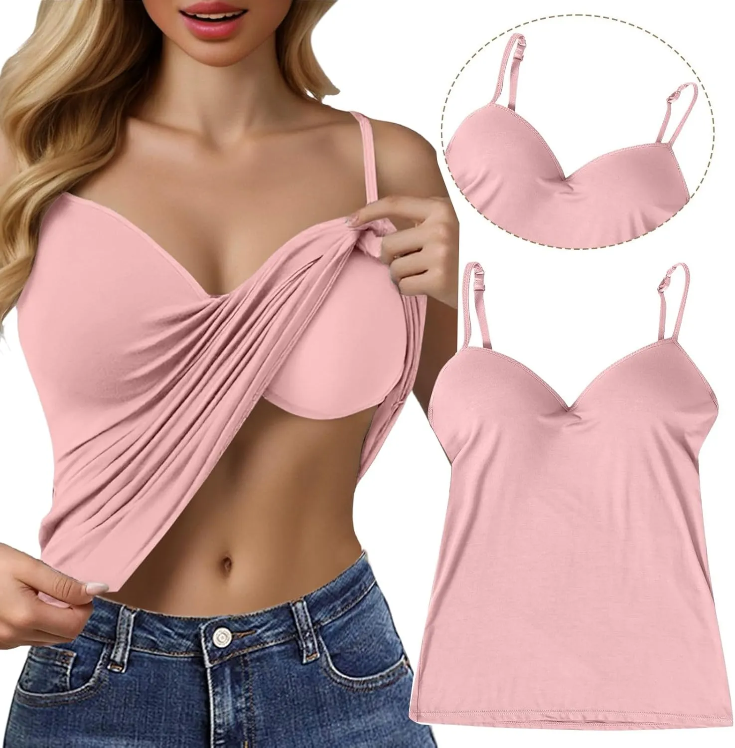Womens Tank Tops with Built in Bra Summer Basic Padded Yoga Shirt Shelf Bras Workout Camisole Casual Undershirt