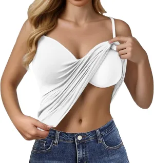 Womens Tank Tops with Built in Bra Summer Basic Padded Yoga Shirt Shelf Bras Workout Camisole Casual Undershirt