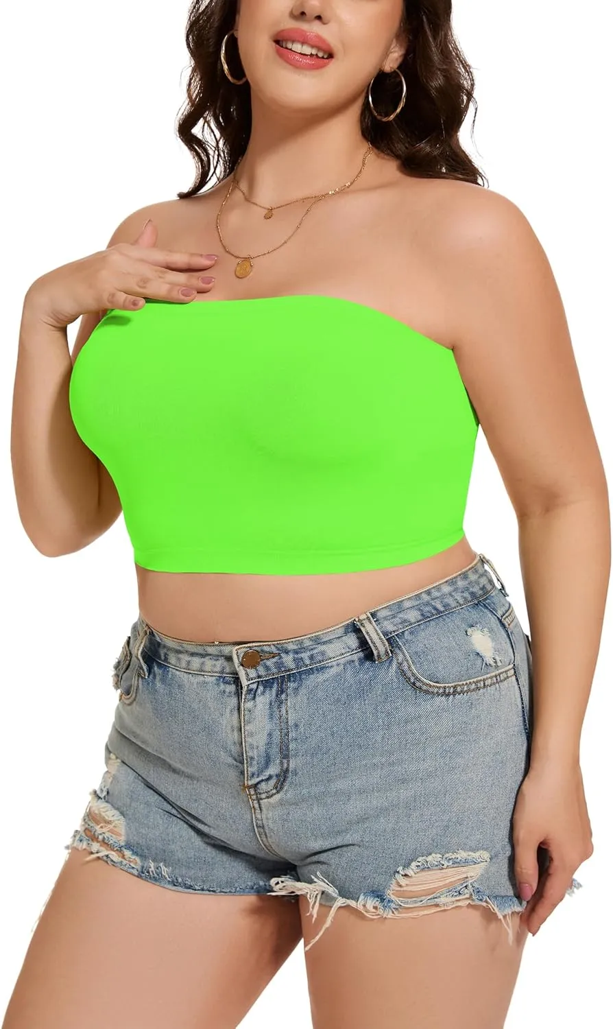 Womens Tube Tops Summer Bandeau Casual Crop Top Going Out Strapless Tank Basic Short Shirt