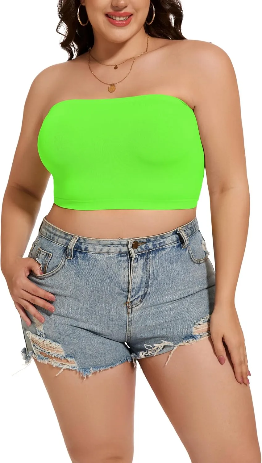 Womens Tube Tops Summer Bandeau Casual Crop Top Going Out Strapless Tank Basic Short Shirt