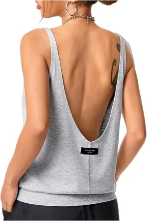 Women's Y2K Summer Tank Tops Backless Cami Scoop Neck Camisole Deep V Sleeveless Tshirt Going Out Tops