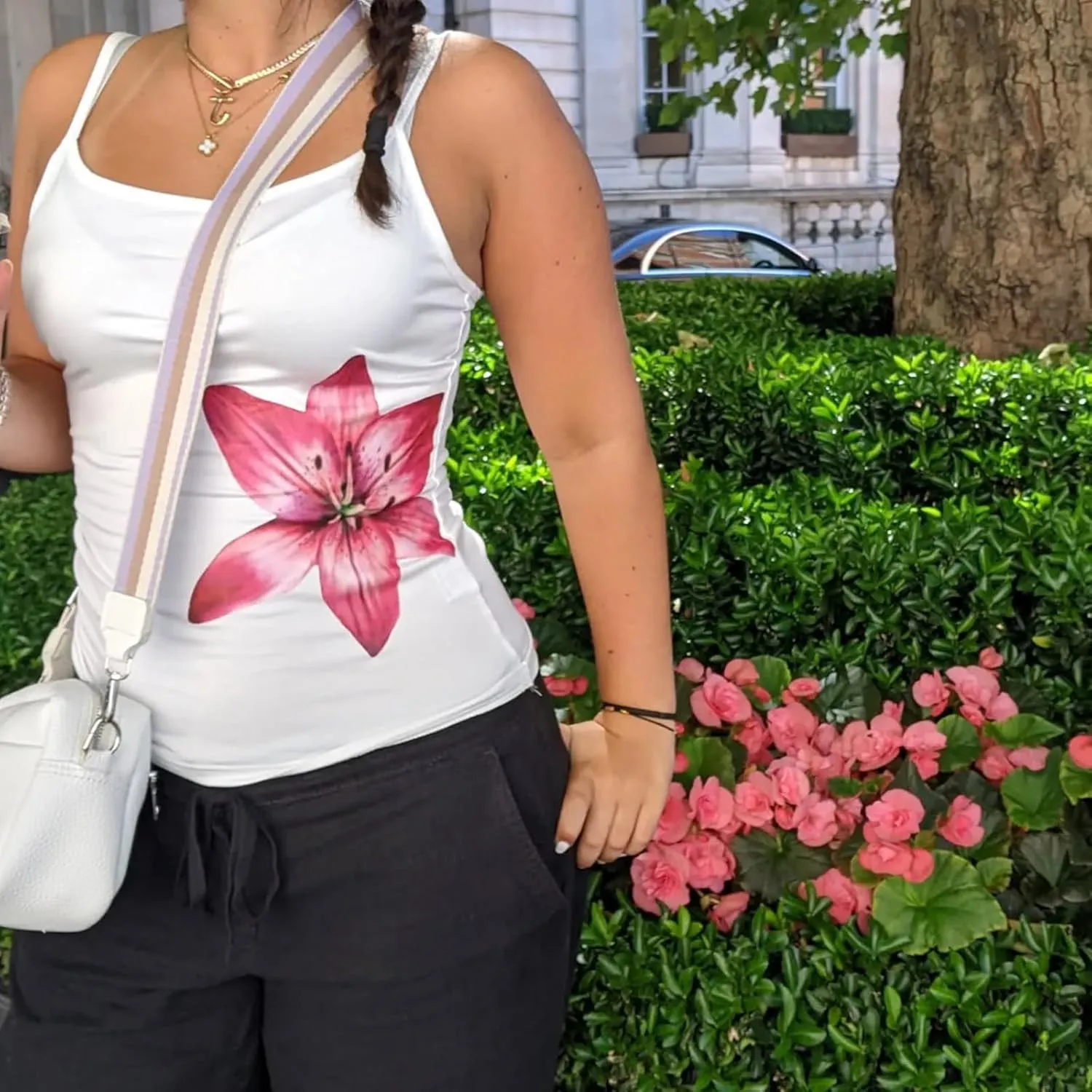 Y2K Floral Print Tank Top for Women Cute Flower Spaghetti Strap Slim Fit Crop Camisole Aesthetic Tank Tops Streetwear