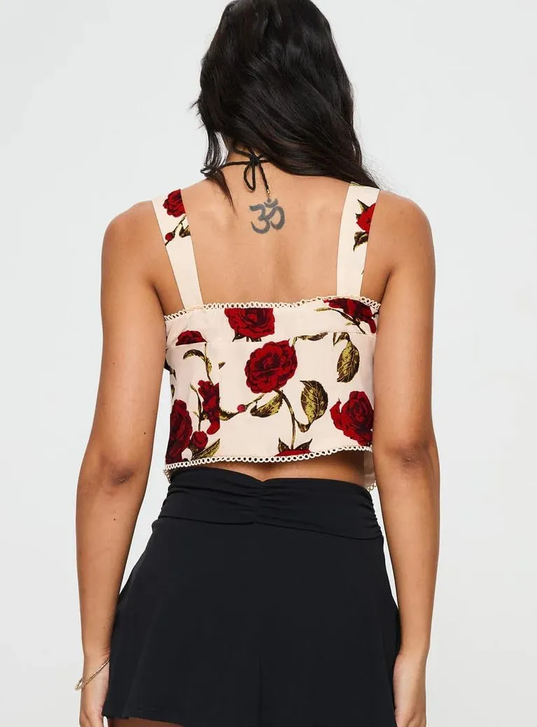 Y2k Front Tie Up Cami Tops for Women Sleeveless Floral Printed Spaghetti Strap Tank Top Trendy Going Out Camisole