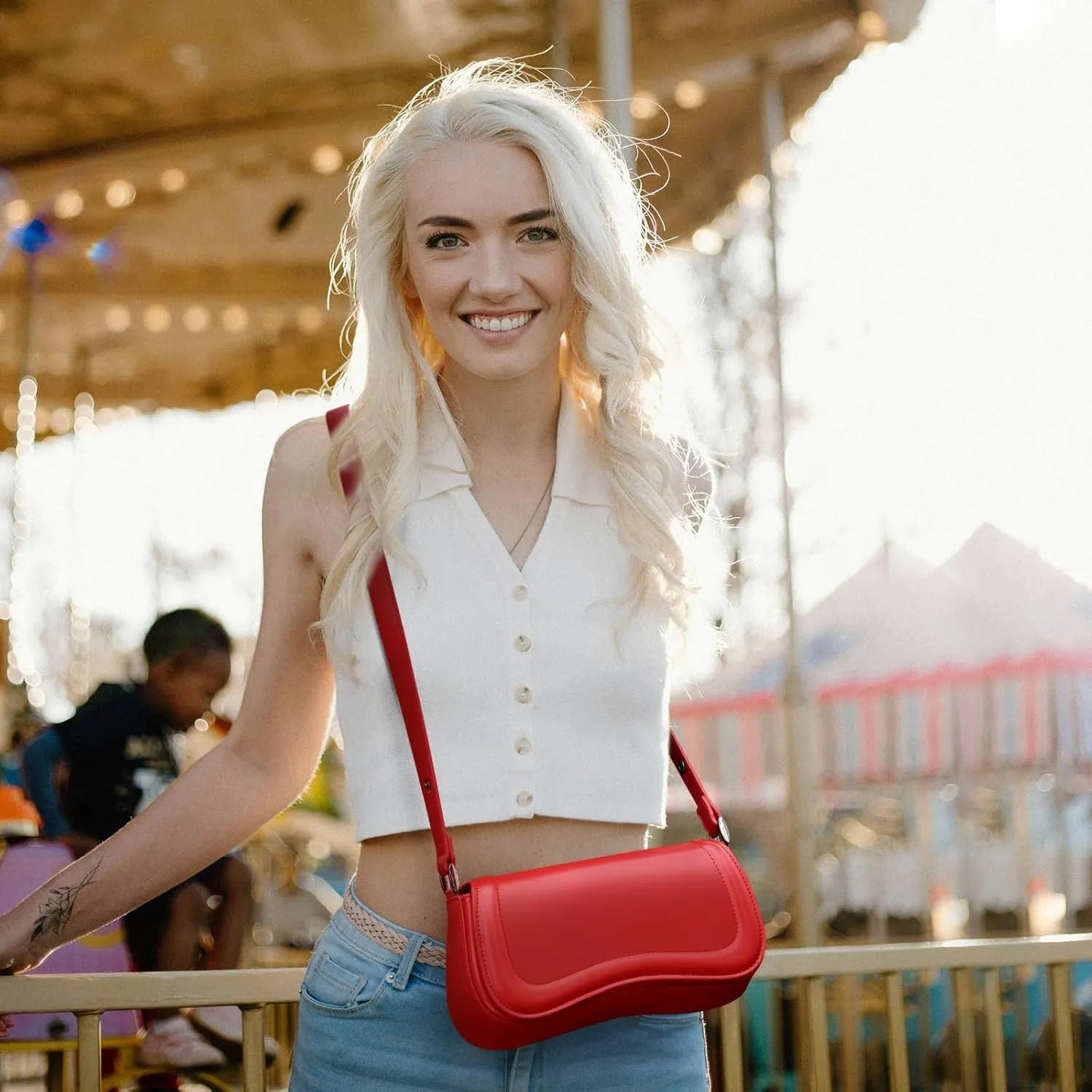 YDSIII Shoulder Bag, Women's Vintage Vegan Leather Shoulder Purse with Adjustable Strap
