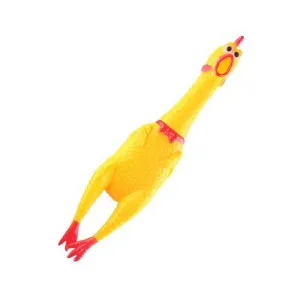 Yellow Plastic Squeaky Chicken Toy for Dogs