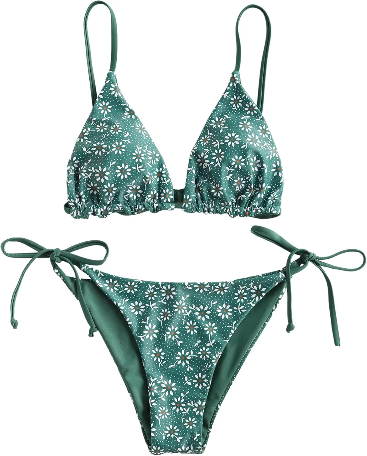 ZAFUL Women's Triangle Bikini Floral String Bikini Set Two Piece Swimsuit Bathing Suits